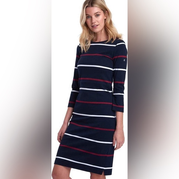 Barbour Oyster Stripe Cotton Knit Dress - Picture 3 of 9
